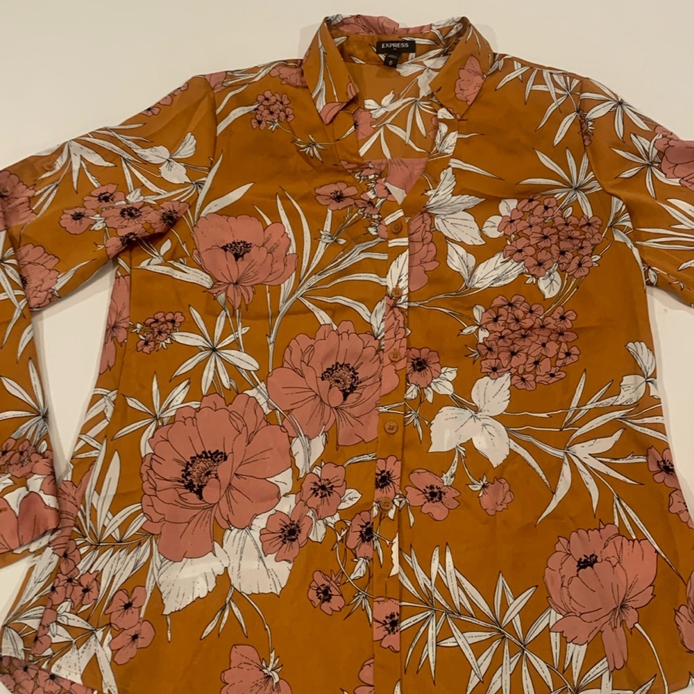 Ladies silk Portofino button down